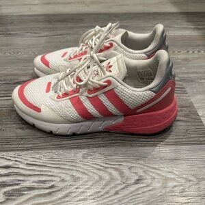 Adidas Women's White and Pink Sneakers